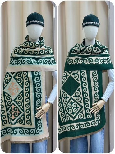 Шарфы, палантины: Кашемир с этно-орнаментам - Большой теплый палантин/шарф с — 6