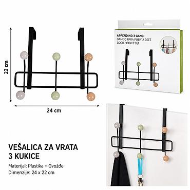 KMT Kolor perle – vešalica za vrata sa 3 kukice, mat crna - Praktična