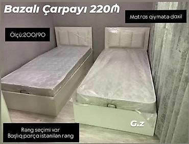 kravat: Bazalı tək nəfərlik çarpayı - Ölçü: 200 x 90 sm - Matras qiymətə — 1