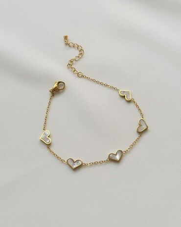 Bilərziklər: Zərif qadın bəzək dəsti və bilərziklər - Qızılı zəncirli, oval — 10