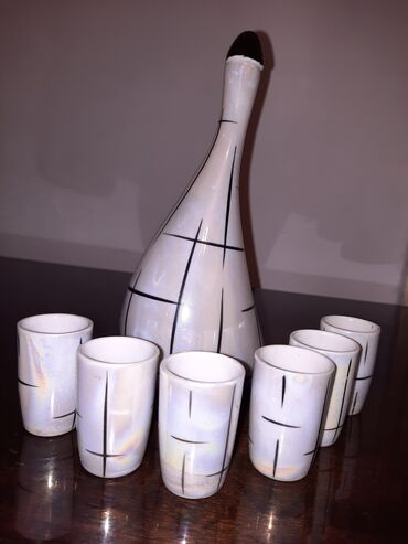 керамические посуды: Винтажный коньячный набор золотистый в отличном состоянии