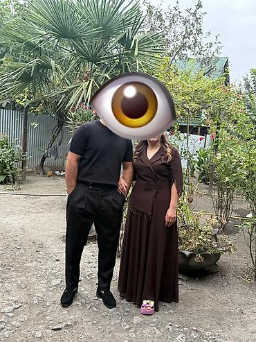 Qadın gecə/libas – qəhvəyi rəng - Model: maxi uzunluqda, axıcı ətək