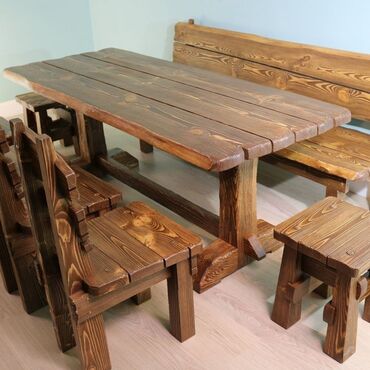 Bağ, çöl masa və oturacaq dəstləri: Yeni, Dördbucaq masa, 6 stul, Açılmayan, Stullar ilə, Taxta, Azərbaycan — 7