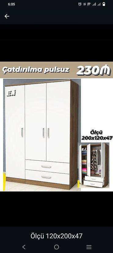 paneler: Üç qapılı paltar dolabı - Ölçü: 120×200×47 sm (şəkildə 200×120×47 də — 1