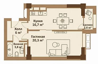 меридиан жк: Строится, Элитка, 1 комната, 47 м² — 2