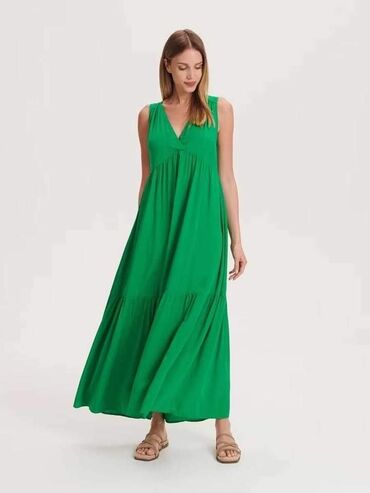 bordo plisana haljina: One size, color - Green, Oversize, With the straps
