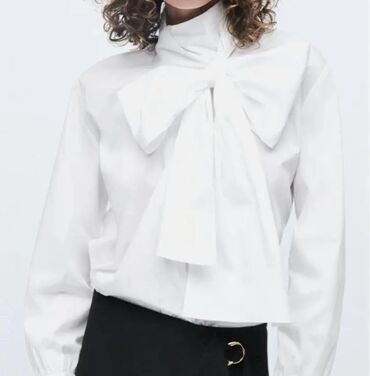 ruska kosulja: Zara, S (EU 36), Cotton, Single-colored, color - White