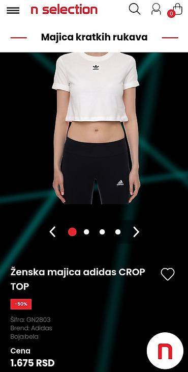 Ženska majica adidas CROP TOP - Kroj: kratka (crop), ravnog pada — 2