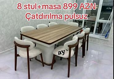 8 nəfərlik yemək dəsti – 1 masa + 8 stul - Qiymət: 899 AZN (şəkildə lalafo.az -da 8 nəfərlik yemək dəsti – 1 masa + 8 stul - Qiymət: 899 AZN (şəkildə