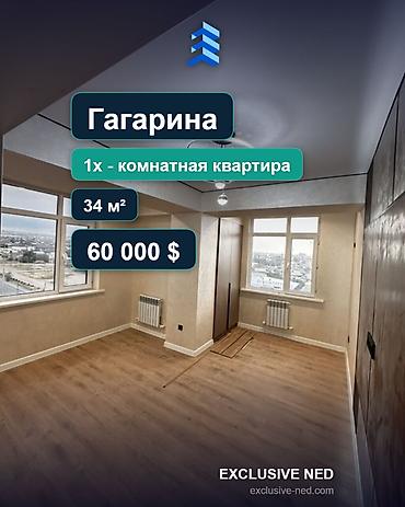 60: 1 комната, 34 м², Ак-Орго ж/м Элитка, 7 этаж, Евроремонт — 1