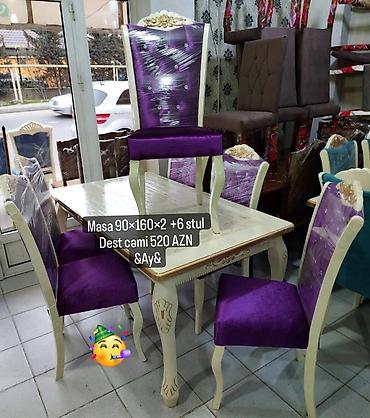 Masalar və oturacaqlar: Qonaq otağı üçün, Yeni, Dördbucaq masa, 6 stul — 1