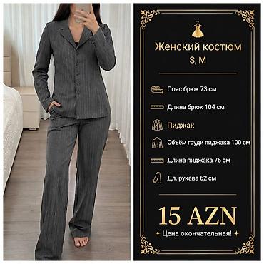 dest geyimler: Qadın kostyumu – zolaqlı, boz rəng Ölçülər: S, M Tərkib: şalvar + — 1