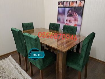 qonaq otagi ucun stol stul: Qonaq otağı üçün, Yeni, Açılmayan, Dördbucaq masa, 6 stul, Azərbaycan