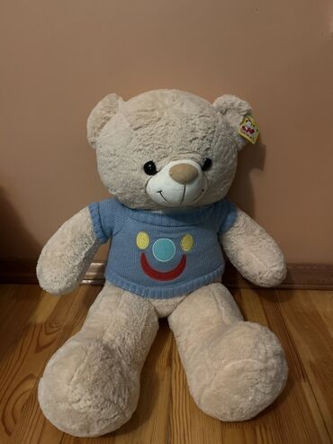 детские футболки в горошек: Peluş ayı oyuncağı - Rəng: krem-bej - Gözlər: qara parlaq plastik -