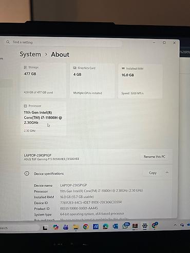 500gb ssd: İşlənmiş ASUS TUF Gaming, 15.6 ", Intel Core i7, 512 GB, Ünvandan götürmə, Pulsuz çatdırılma, Ödənişli çatdırılma — 4