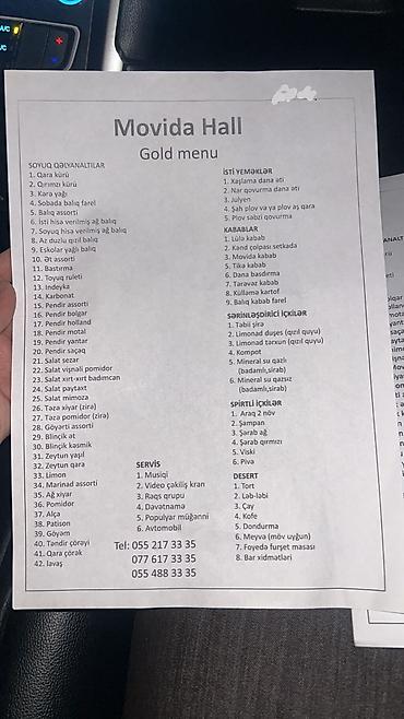 printer epson l850: Movida Hall – Gold Menu Zəngin məzmunlu şənlik menyusu. Aşağıdakı — 1