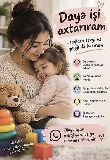 Daya xidməti – sevgi və qayğı ilə uşaq baxımı 3 il Baxcada daye kimi lalafo.az -da Daya xidməti – sevgi və qayğı ilə uşaq baxımı 3 il Baxcada daye kimi