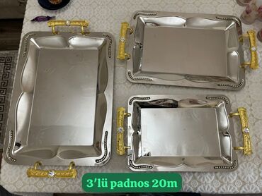 Столовые приборы: Dəstə üç müxtəlif ölçüdə nəlbəki daxildir, bu da onları həm gündəlik