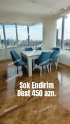 Masa və oturacaq dəstləri: Qonaq otağı üçün, Yeni, Açılmayan, Dördbucaq masa, 6 stul — 18