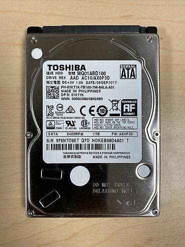 Toshiba 1TB 2.5" daxili sərt disk Yaxşı vəziyyətdə - Tutum: 1 TB (1000 — 1