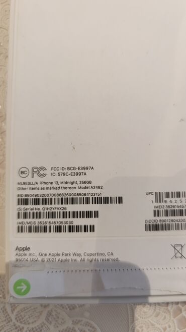 ikinci el 14 iphone: IPhone 13, 256 GB, Midnight