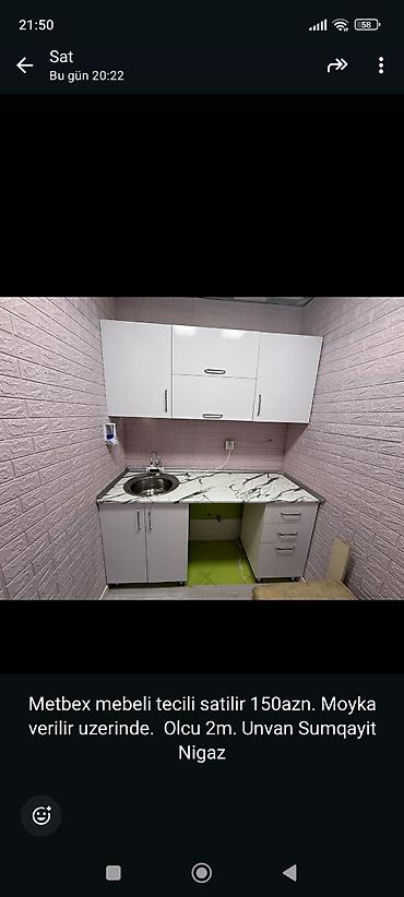 Mətbəx mebeli: Mətbəx mebeli satılır. Xüsusiyyətlər: - Üst və alt dolablar komplekt — 6