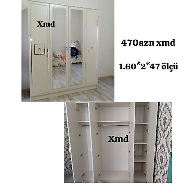 gul sekilleri: Məhsul: 4 qapılı paltar şkafı Ölçü: 1.60 m (eni) x 2.00 m (hündürlük) — 7