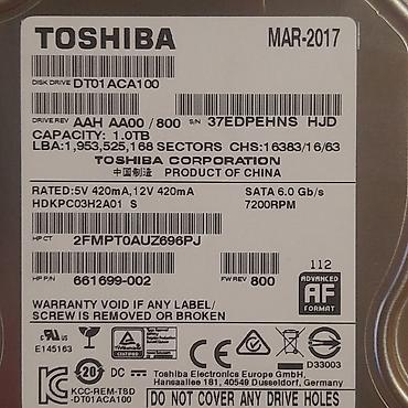 Комплектующие для ПК: Накопитель для ПК, Б/у, HDD, 1 ТБ, 3.5", Для ПК — 5