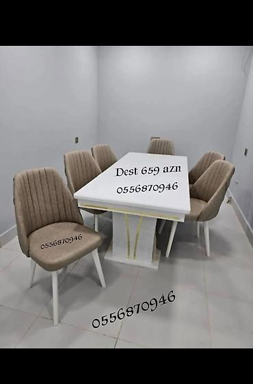 ders masa: Qonaq otağı üçün, Yeni, Açılmayan, Dördbucaq masa, 6 stul — 6