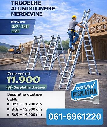 sipka za stvari: Trod elne aluminijumske merdevine Tip: trodelne, univerzalne — 1