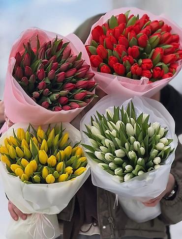 Букеты из живых цветов: Оптом и розницыбукеты тюльпанов - Состав: свежесрезанные тюльпаны — 3