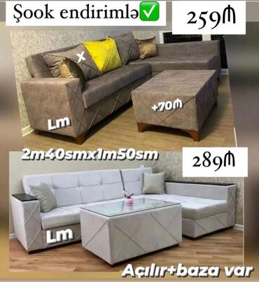 Rəflər: Künc divan, Yeni, Açılan, Bazalı, Parça, Ödənişli çatdırılma