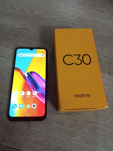 цум бишкек телефоны бу: Realme C30, Б/у, 2 ГБ, цвет - Черный, 2 SIM