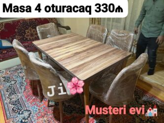 Masa və oturacaq dəstləri: Mətbəx üçün, Yeni, Açılan, Dördbucaq masa, 4 stul — 10