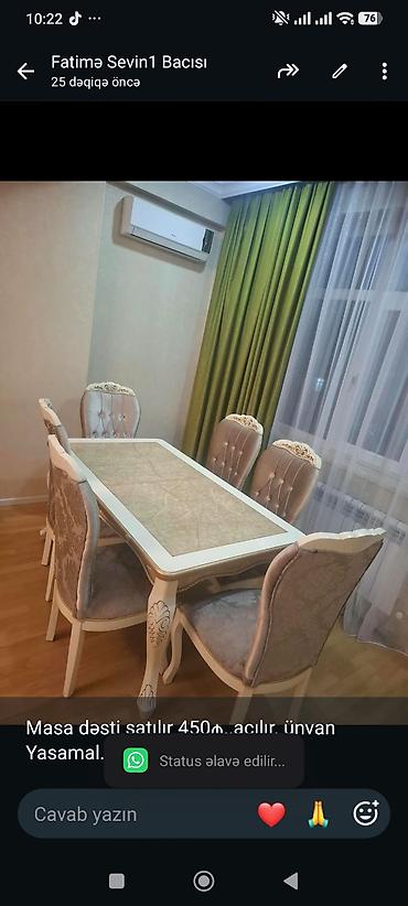 Masa dəsti satılır 450₼. açılır. ünvan Yasamal. 8381. Fatimə99 lalafo.az -da Masa dəsti satılır 450₼. açılır. ünvan Yasamal. 8381. Fatimə99