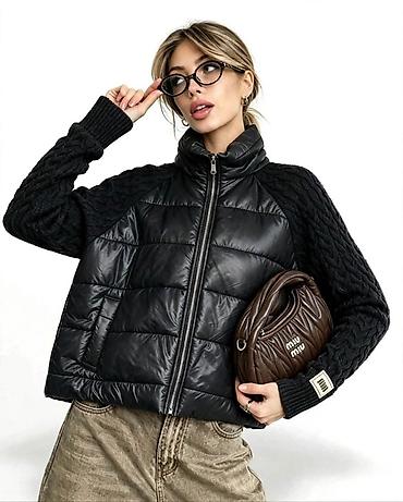 ivko sweaters: Ženska jakna sa kombinacijom prošivenog tela i pletenih rukava - — 1