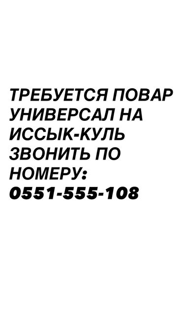 требуются водители на фуру бишкек: Требуется повар универсал на иссык-куль
Звонить по номеру
