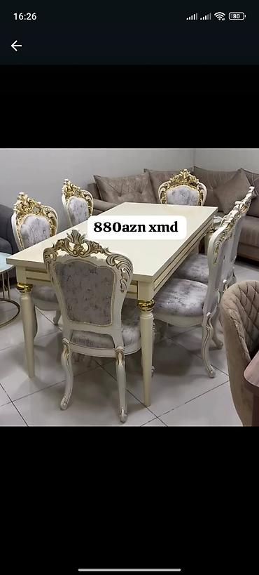 ucuz stollar: Qonaq otağı üçün, Yeni, Açılmayan, Dördbucaq masa, 6 stul — 1