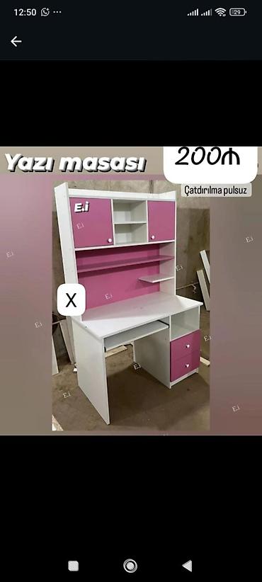 masa ofis: Yazı masası – üst dolablı modellər Variant 1 (200 ₼): - Rəng: ağ – — 1