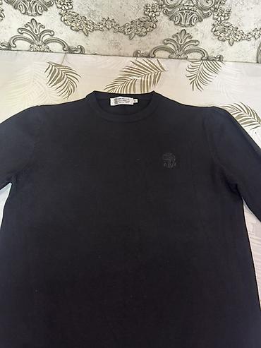 белые кофты: Мужской джемпер Stone Island, черный - Классический крой, круглый — 1