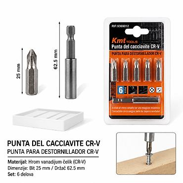 KMT 3.7V akumulatorski – set bitova za odvijač (6 delova) Opis: -