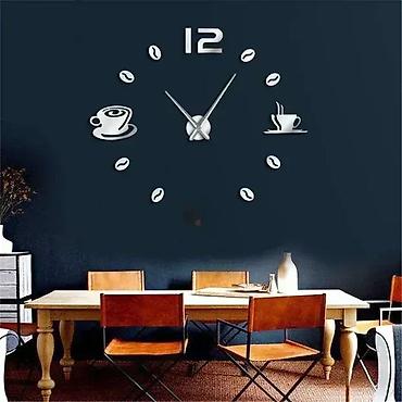 belagone cvece: 3D samolepljivi dekorativni zidni sat – Kafa model ☕ Unesite toplinu — 1