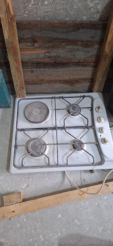elektrikli qaz plitesi: Qaz plitəsi – 60 sm, 4 gözlü (3 qaz + 1 elektrikli) - Üst panel — 1