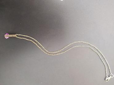 Bijuteriya: Zəncirli boyunbağı – bənövşəyi daşlı asma - Material: metal zəncir — 1