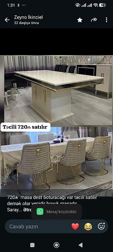 720₼ masa dest 6oturacağı var təcili satılır demək olar yenidir boyuk