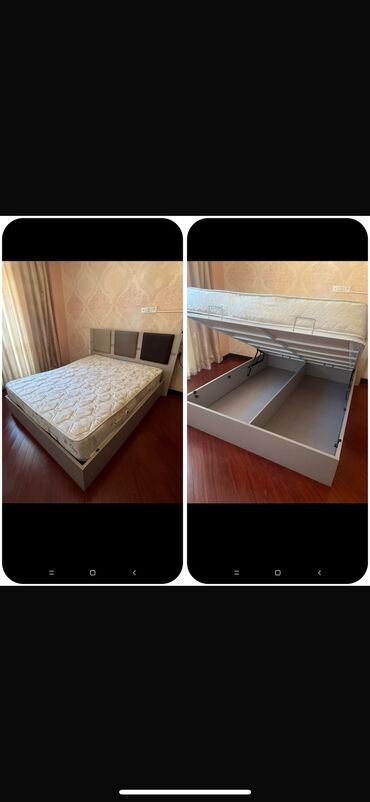 2ci əl taxt: Б/у, Двуспальная кровать, С подъемным механизмом, С матрасом, Без выдвижных ящиков