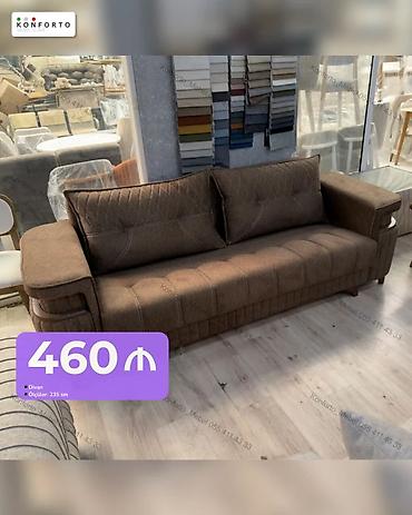 kicik: Divan – 235 sm - Rəng: tünd qəhvəyi - Parça: yumşaq toxumalı, tikiş — 1