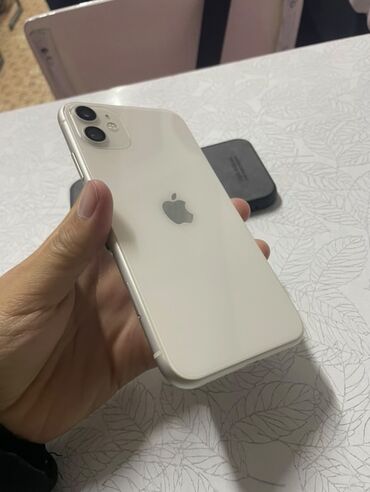 iphone 11 цена бишкек: IPhone 11, Колдонулган, 64 ГБ, Ак, Каптама, 100 %