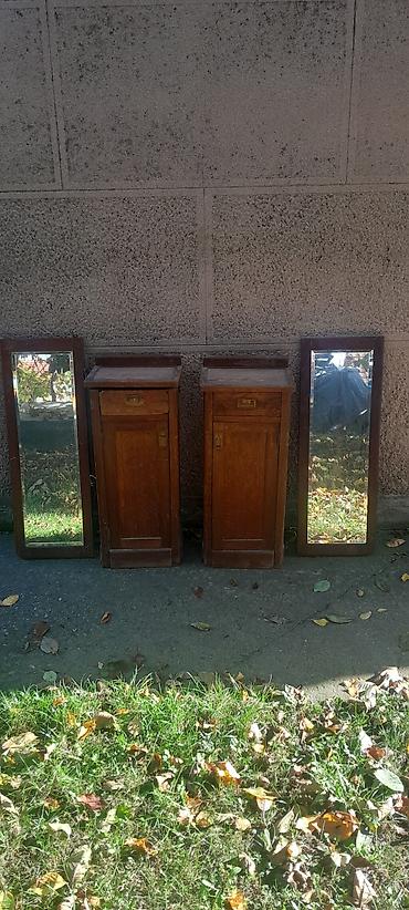 Komode: Drvene noćne komode – set od 2 komada + 2 ogledala u drvenim ramovima — 9