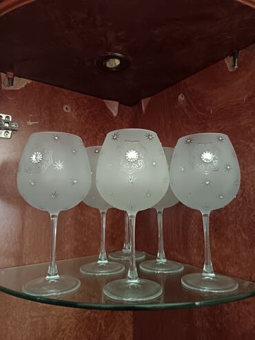 Digər içki üçün qablar: Qədəhlər, rəng - Ağ, Şüşə, 6 ədədli dəst